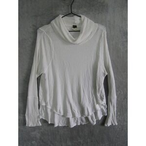 We The Free Thermal Knit Cowl Neck Long Sleeve Top White Womens Size M